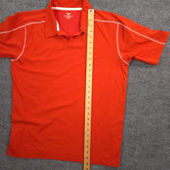 Patagonia Stretch Polo Shirt Mens Large Orange Johnny Collar Lightweight Casual - Picture 5 of 7